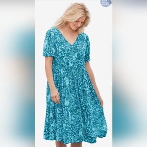 Woman Within XL Short Crinkle Button-front Dress